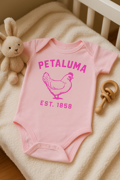 Luma Vintage Chicken Onesie- Pink with pink image