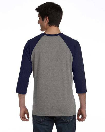 Unisex 3/4 Sleeve Baseball Tee with Truck logo- Navy/Heather