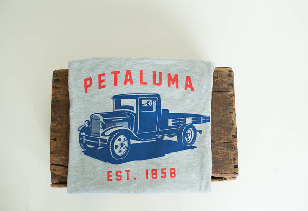 Men's T-shirt with Petaluma Truck logo in Athletic Heather