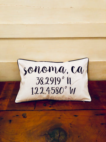 Sonoma Longitude Latitude Embroidered Lumbar Pillow Cover