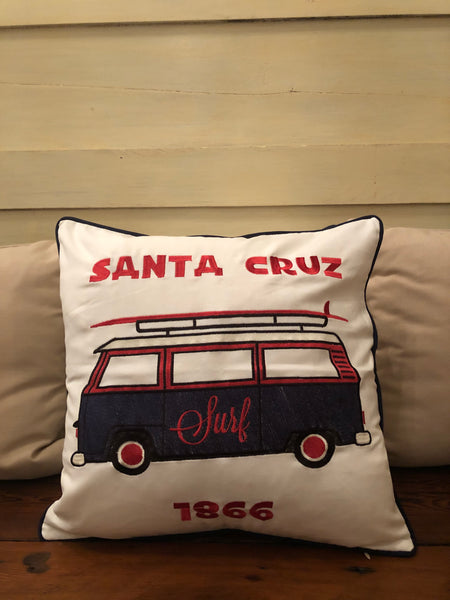 Embroidered Santa Cruz Surf Van Pillow Cover by Luma Vintage