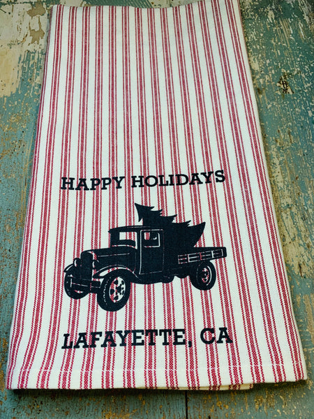 Lafayette Happy Tea Towel - Red Ticking