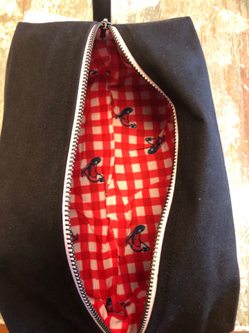 Canvas Dopp Kit with chicken gingham