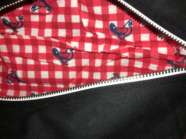 Canvas Dopp Kit with chicken gingham