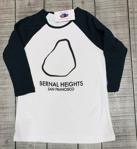 Bernal Rock Women's 3/4 Sleeve Black Baseball Tee