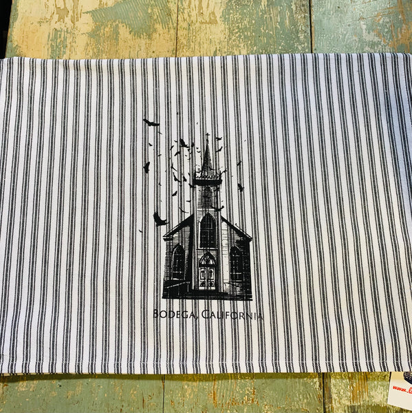 Bodega Tea Towel - Black/White Ticking