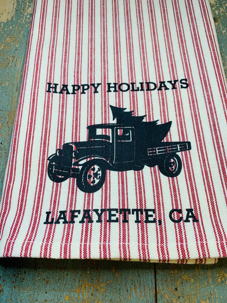 Lafayette Happy Tea Towel - Red Ticking