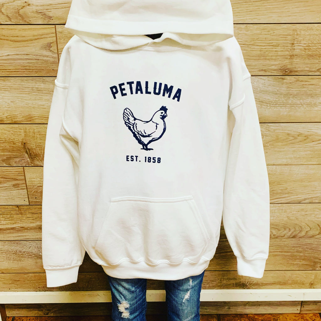 Petaluma Kids Pull Over Hoodie White