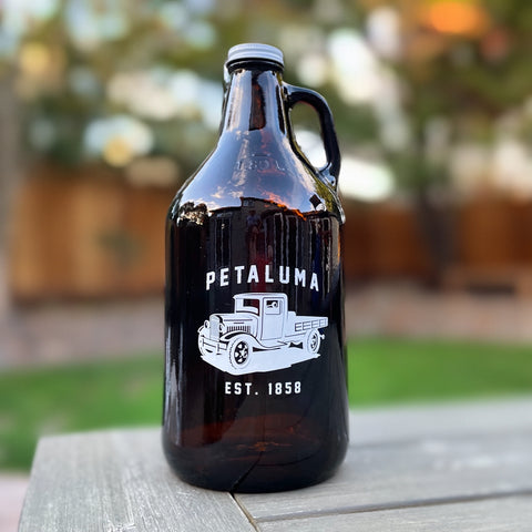 Growler 64oz Amber Glass with Petaluma Truck
