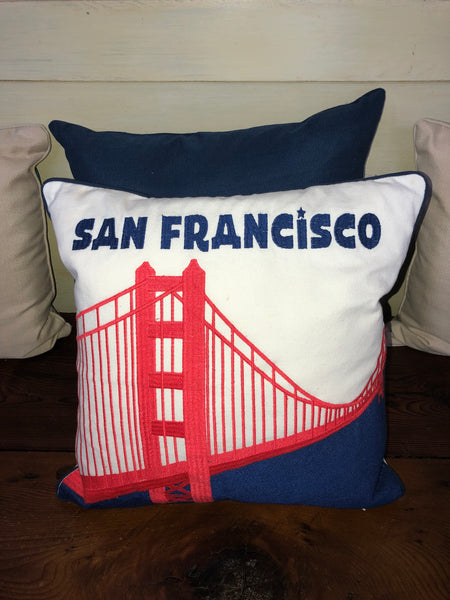 Golden Gate Bridge/San Francisco Embroidered Pillow Cover