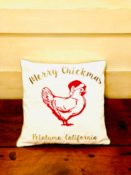 Embroidered Petaluma Merry Chickmas Pillow Cover- Luma Vintage