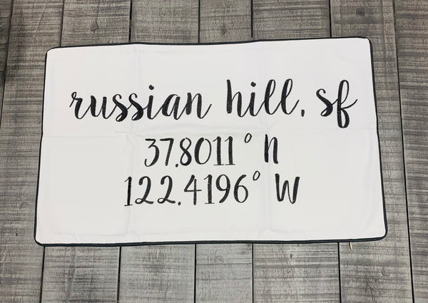 Russian Hill Longitude Latitude Embroidered Lumbar Pillow Cover