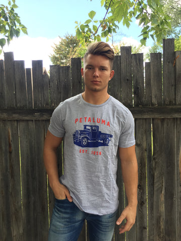 Men's T-shirt with Petaluma Truck logo in Athletic Heather