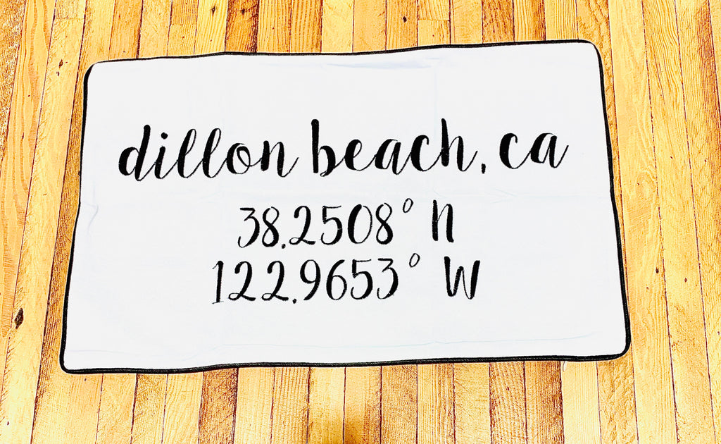 Dillon Beach  Longitude Latitude Embroidered Lumbar Pillow Cover