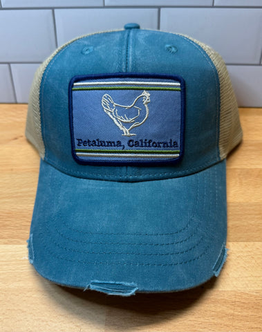 Petaluma Chicken Patch Trucker Hat, Teal Blue