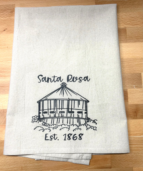 Santa Rosa Round Barn Tea Towel- Organic Flour Sack