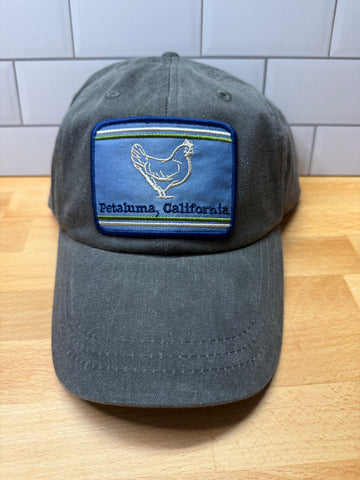 Petaluma Blue/Cream/Olive Patch Chicken Patch Twill hat - Charcoal