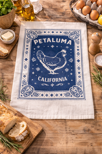 Petaluma Chicken Tea Towel – Blue Bandana Style | Luma Vintage