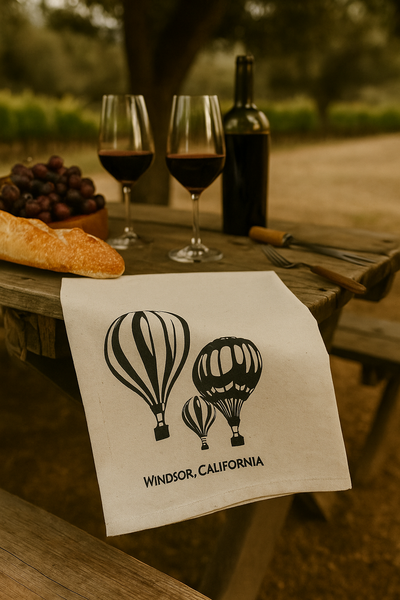 Windsor Hot Air Ballon Tea Towel- Organic Flour Sack
