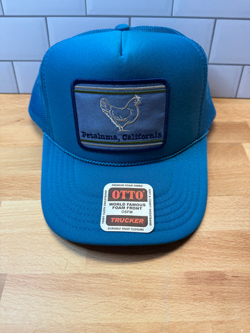 Petaluma Chicken Patch Foam Trucker Hat, Teal Blue