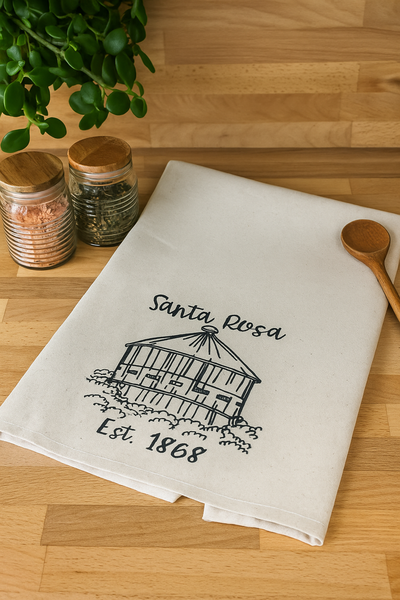 Santa Rosa Round Barn Tea Towel- Organic Flour Sack