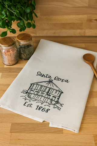 Santa Rosa Round Barn Tea Towel- Organic Flour Sack