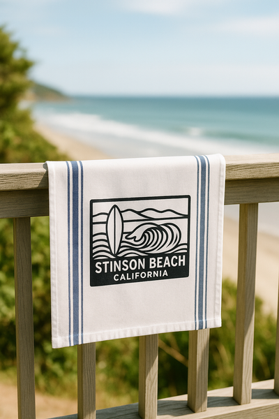 Stinson Beach Tea Towel - Blue Stripe