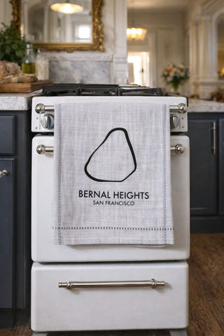 Bernal Heights Rock Tea Towel- Grey Linen like