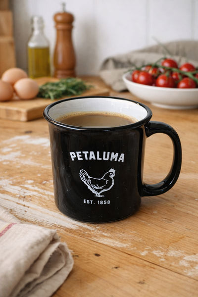 Luma Vintage Petaluma Chicken Black Mug 15 oz