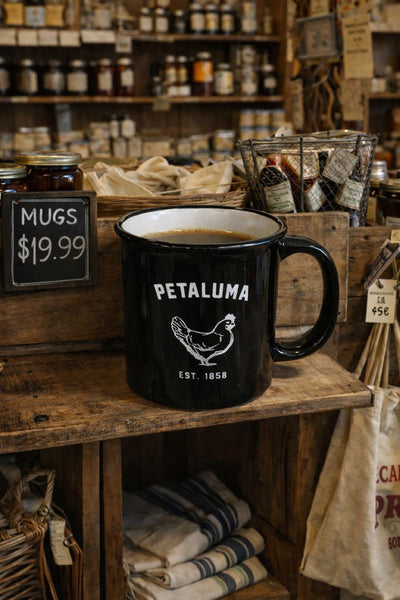 Luma Vintage Petaluma Chicken Black Mug 15 oz