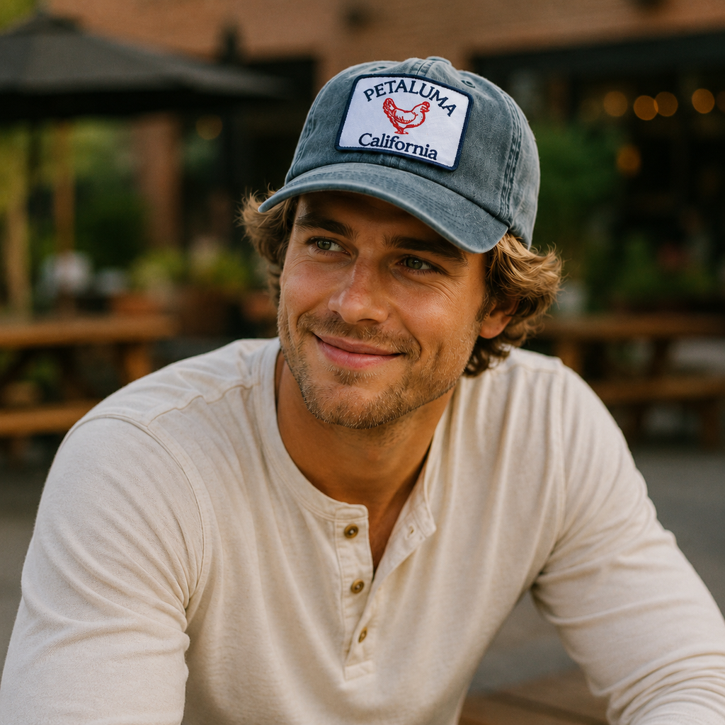 Petaluma Red/White/Blue Chicken Patch Twill hat - Navy