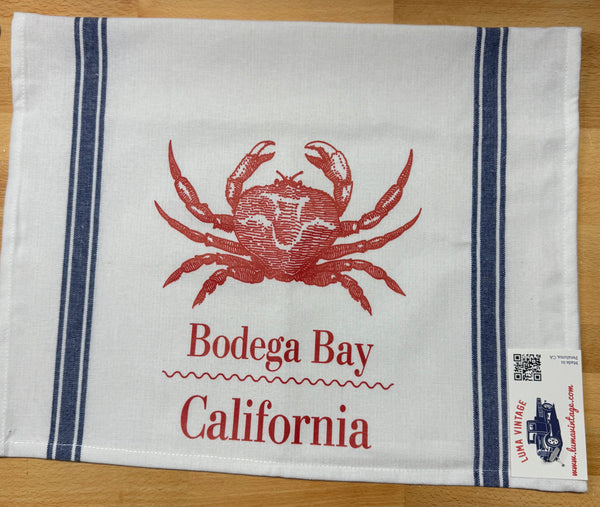 Bodega Bay Towel with red crab design by Luma Vintage