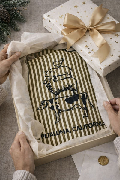 Petaluma Animal Stack Apron by Luma Vintage- Brown Stripe