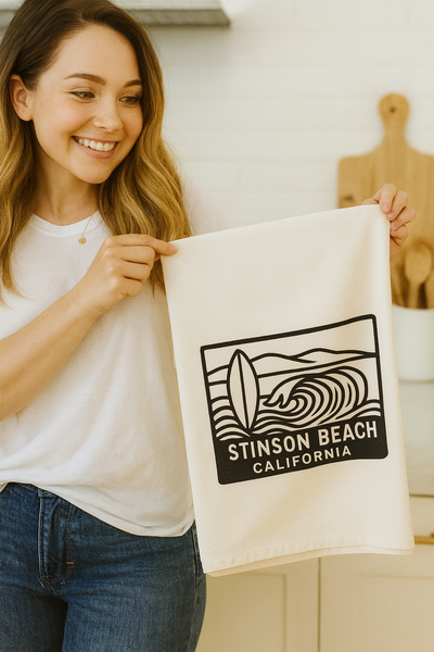 Stinson Beach Tea Towel- Organic Flour Sack