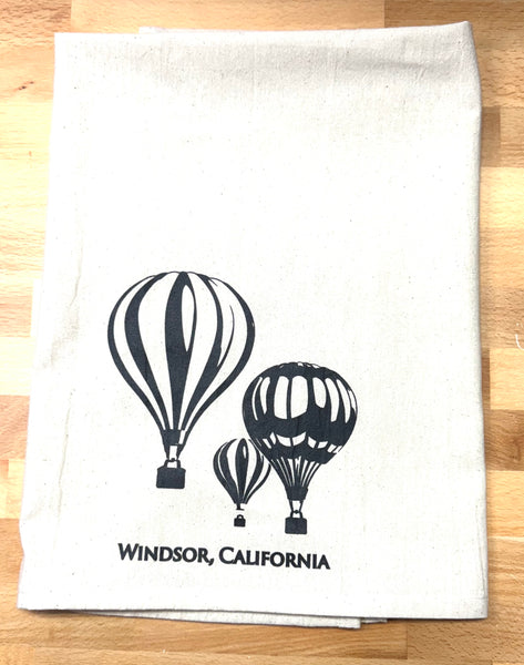 Windsor Hot Air Ballon Tea Towel- Organic Flour Sack