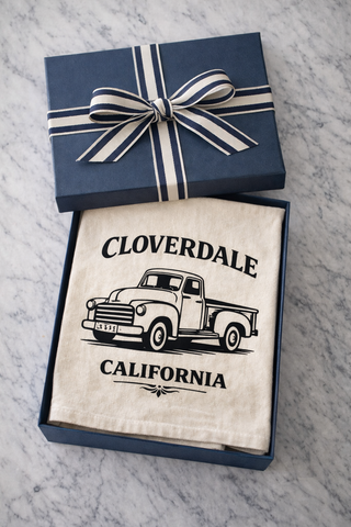 Cloverdale California Vintage Truck Organic Flour Sack Tea Towel 27" x 27"