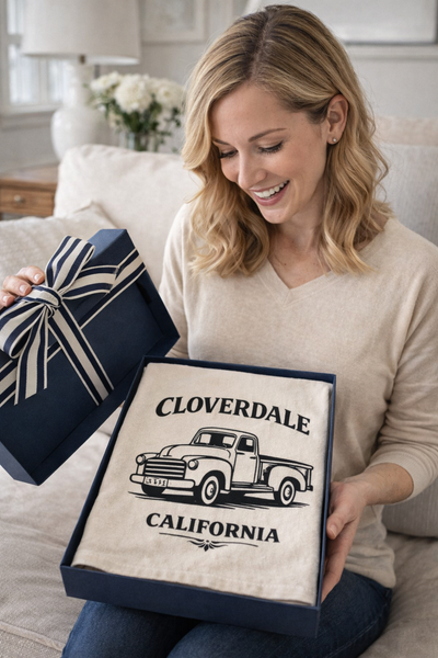 Cloverdale California Vintage Truck Organic Flour Sack Tea Towel 27" x 27"