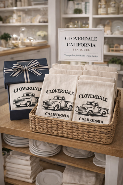 Cloverdale California Vintage Truck Organic Flour Sack Tea Towel 27" x 27"