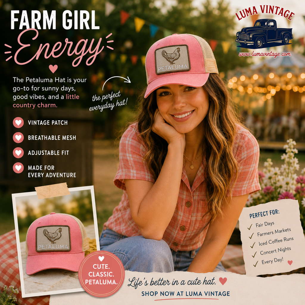 Petaluma Chicken Patch Trucker Hat, Pink Salmon