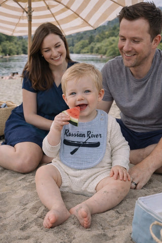 Russian River Muslin Baby Bib – Soft Cotton Bib – Made to Order Baby Gift – Wine Country Baby – Boutique Bib