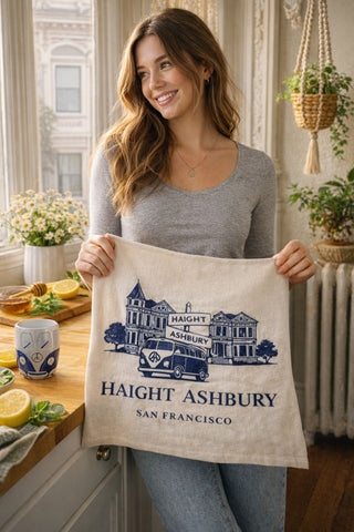 Haight Ashbury VW Bus Organic Flour Sack Tea Towel 27" x 27"