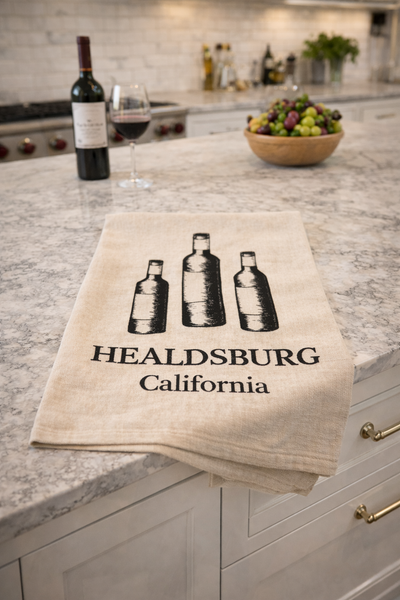 Healdsburg California Tea Towel – Wine Country Kitchen Towel – Sonoma Gift – Vineyard Decor – Wine Lover Gift – Housewarming Hostess Gift