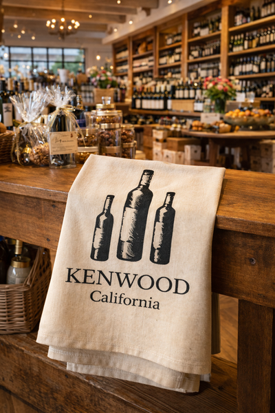 Kenwood California Tea Towel – Wine Country Kitchen Towel – Sonoma Gift – Vineyard Decor – Wine Lover Gift – Housewarming Hostess Gift