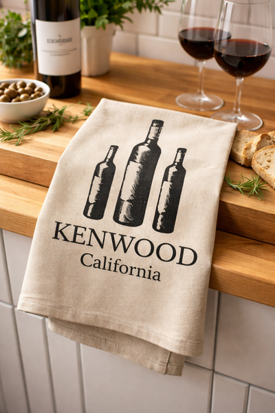 Kenwood California Tea Towel – Wine Country Kitchen Towel – Sonoma Gift – Vineyard Decor – Wine Lover Gift – Housewarming Hostess Gift