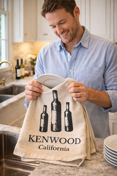 Kenwood California Tea Towel – Wine Country Kitchen Towel – Sonoma Gift – Vineyard Decor – Wine Lover Gift – Housewarming Hostess Gift