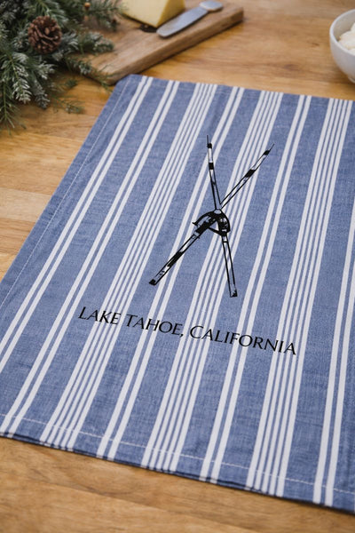 Lake Tahoe Vintage Skis Tea Towel -Assorted colors