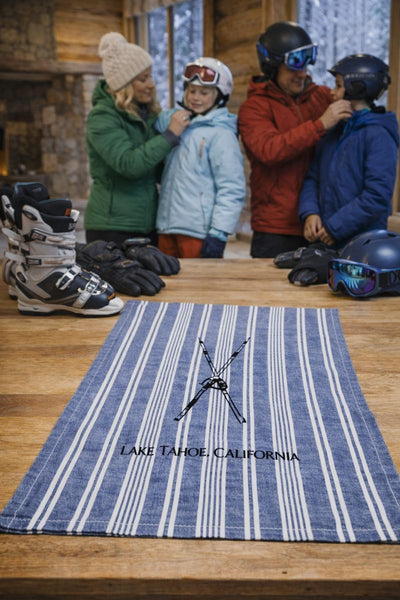 Lake Tahoe Vintage Skis Tea Towel -Assorted colors