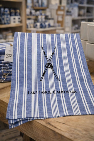 Lake Tahoe Vintage Skis Tea Towel -Assorted colors