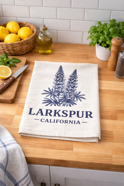 Larkspur California Flower Organic Flour Sack Tea Towel 27" x 27"
