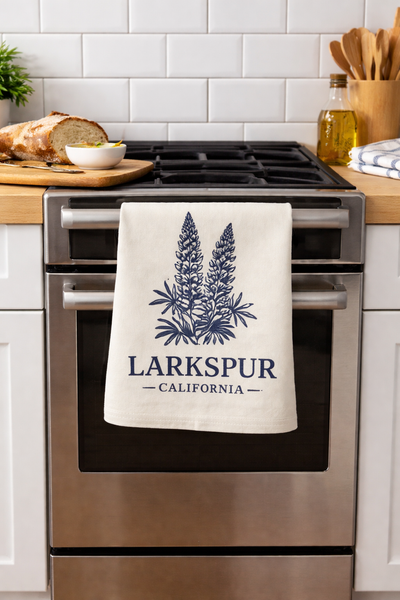 Larkspur California Flower Organic Flour Sack Tea Towel 27" x 27"